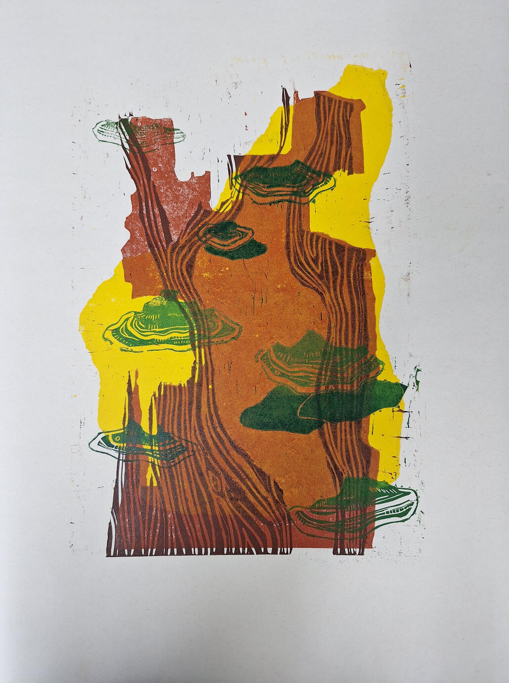 Vluchtoord, 2024, linoleumprint,